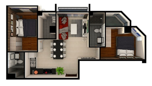 Cho thuê căn hộ tầng 6 khu căn hộ cao cấp Monarchy, 1PN, 50m2.